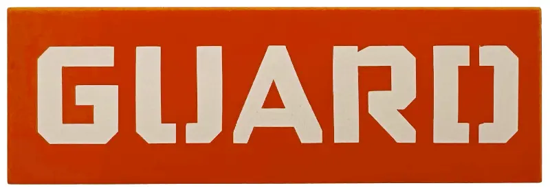 Orange Tile 2 x 6 with White 'GUARD' Pattern