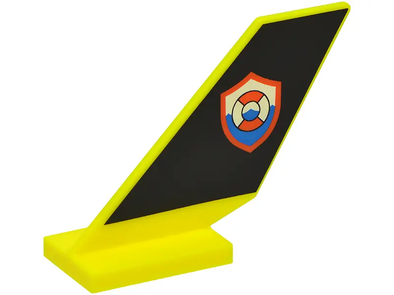 Yellow Tail Shuttle with Life Preserver Coast Guard Logo Badge / Shield on Black Background Pattern 
