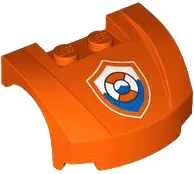 Orange Vehicle, Mudguard 3 x 4 x 1 2/3 Curved Front with Life Preserver Coast Guard Logo Badge / Shi