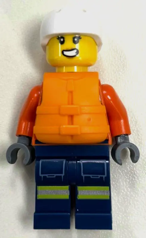Guard City - Female, Reddish Orange Jacket with Pockets and Reflective Stripes, Dark Blue Legs with 