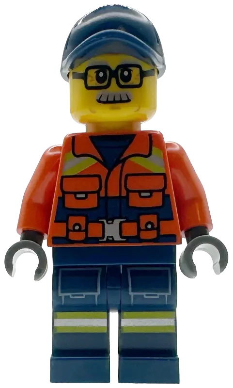 Guard City - Male, Reddish Orange Jacket with Pockets and Reflective Stripes, Dark Blue Legs with Po