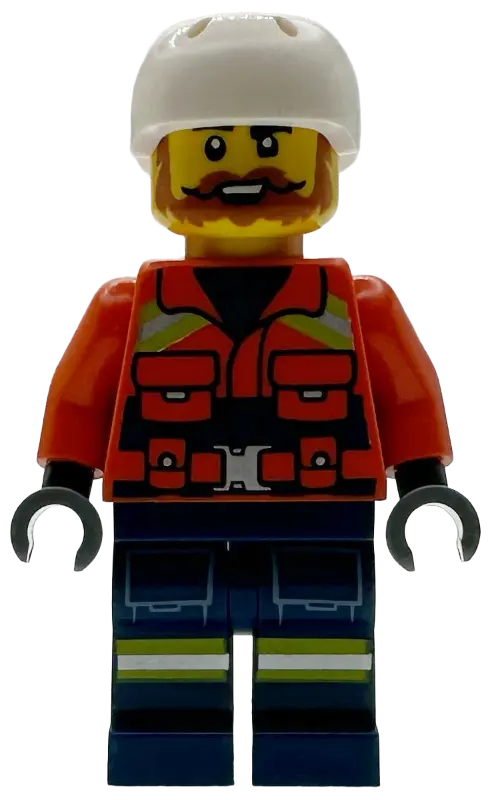 Guard City - Male, Reddish Orange Jacket with Pockets and Reflective Stripes, Dark Blue Legs with Po