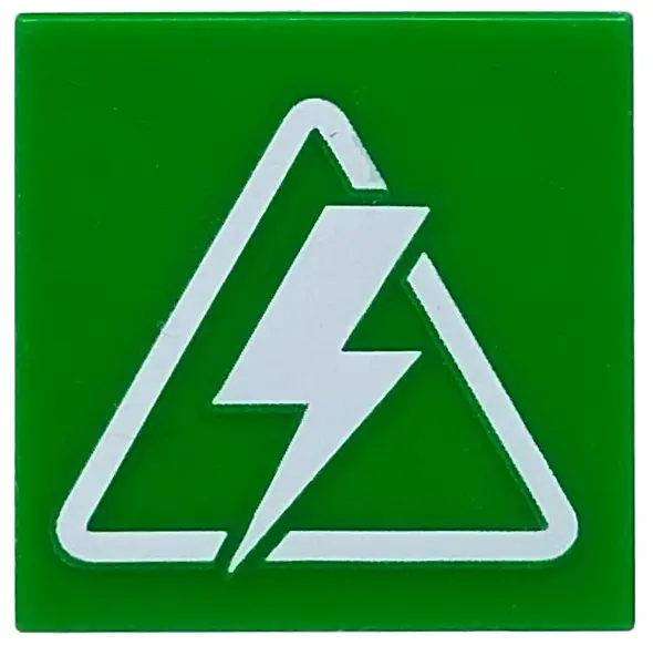 Tile 2 x 2 with White Warning Triangle and Lightning Bolt Pattern