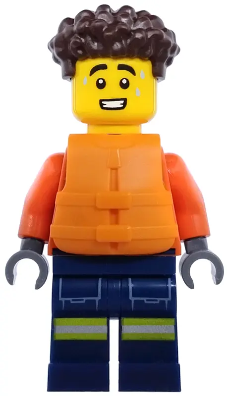 Guard City - Male, Reddish Orange Jacket with Pockets and Reflective Stripes, Dark Blue Legs with Po