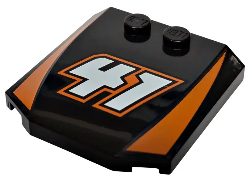 Wedge 4 x 4 x 2/3 Triple Curved with White '41' with Reddish Orange Outline and Stripes Pattern