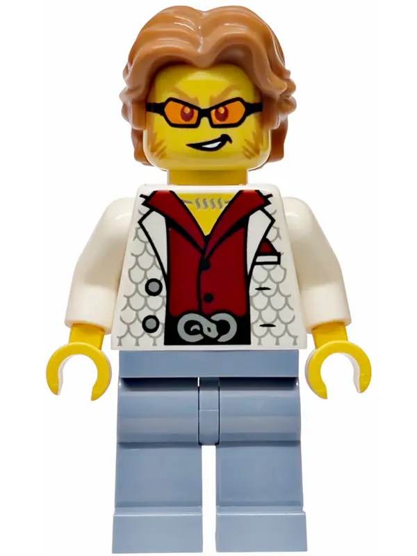 - City Bandit Crook Male, White Vest, Medium Nougat Wavy Hair, Sideburns, Orange Glasses
