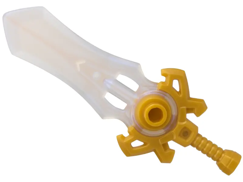 Gold Minifigure, Weapon Sword Large with Molded Satin Trans-Clear Blade Pattern
