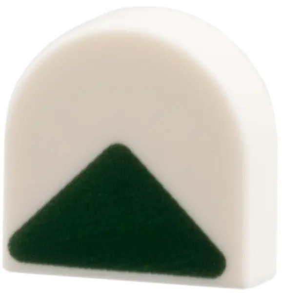Tile, Round 1 x 1 Half Circle Extended with Dark Green Triangle Pattern