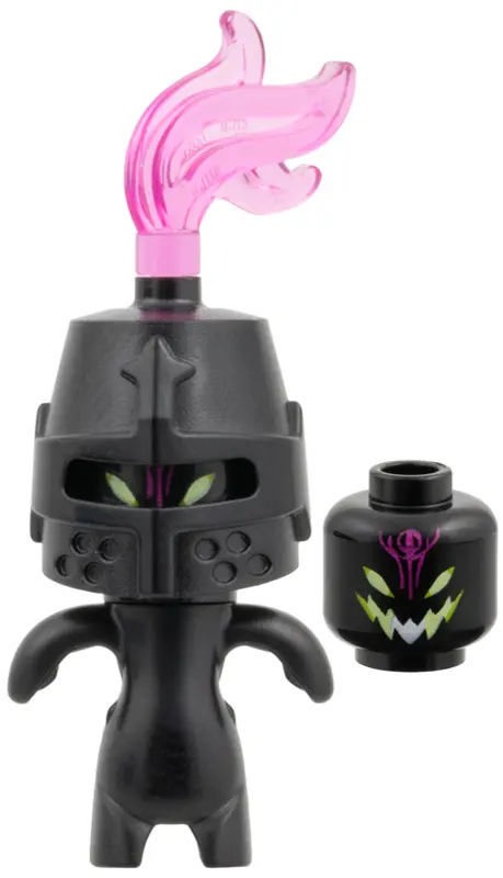 - Black Helmet Castle Closed, Trans-Dark Pink Plume, Forehead Tattoo