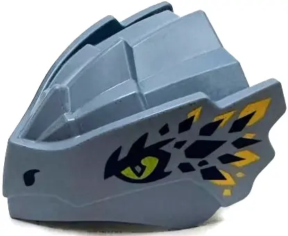 Blue Dragon Head (Ninjago) with Stepped Top and Pin Hole on Back with Lime Eyes with Squared Pupils,