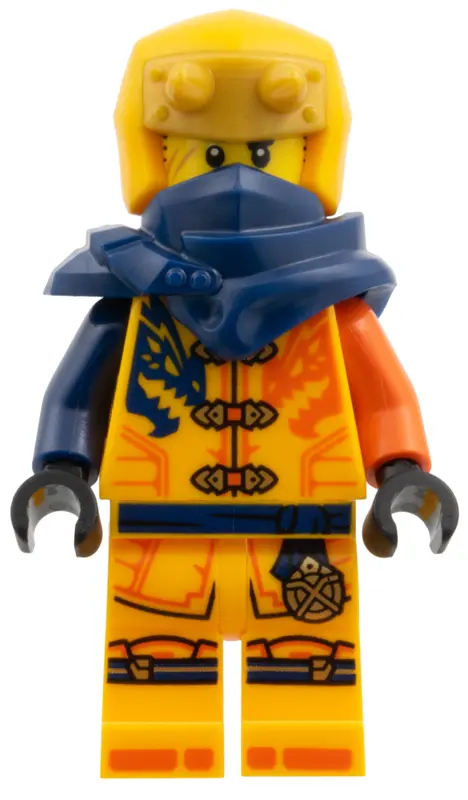 - Shirt with Dark Blue and Reddish Orange Dragons, Hood with Horns