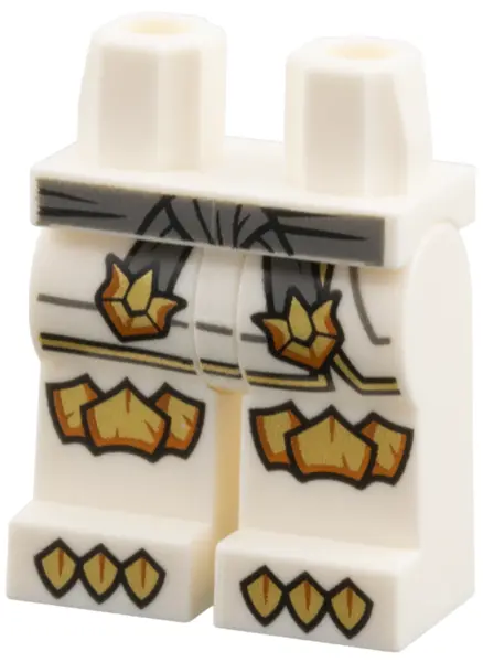White Hips and Legs with Dark Bluish Gray Sash, Gold Hems, Knee Scales, and Claw Pattern