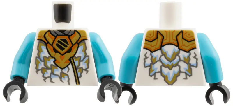 White Torso Gold Dragon Head Armor and Scale Tips, Dark Orange Trim, Ninjago Logogram 'Z' Pattern / 