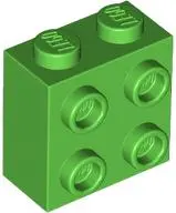 Green Brick, Modified 1 x 2 x 1 2/3 with Studs on Side