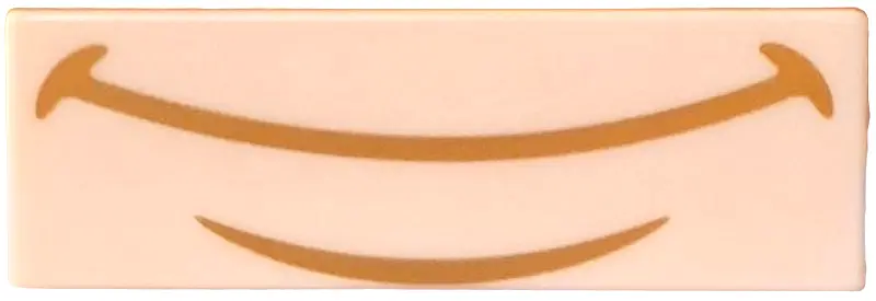 Nougat Tile 1 x 3 with Medium Nougat Curved Lines Pattern (Super Mario Luigi Closed Mouth Smile and 