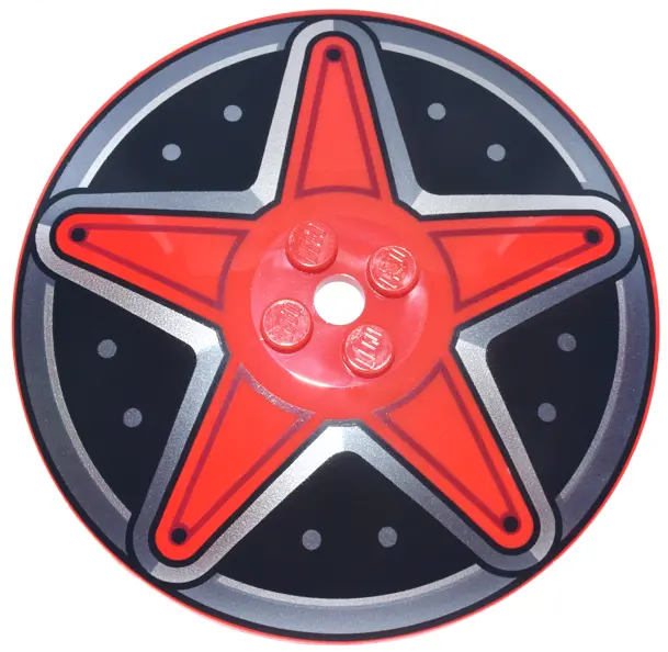 Dish 8 x 8 Inverted (Radar) - Solid Studs with Hubcap with Silver and Dark Silver Star Outline and C