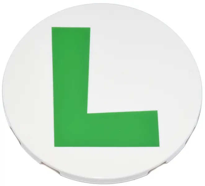Tile, Round 6 x 6 with Super Mario Luigi Logo Bright Green Capital Letter L Pattern