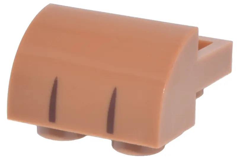 Nougat Slope, Curved 2 x 2 Inverted with 2 Recessed Studs with Reddish Brown Lines Pattern (Pokémon 