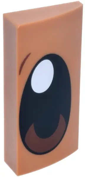 Nougat Slope, Curved 2 x 4 x 2/3 with Bottom Tubes with Black Eye, White Glint and Reddish Brown Pup
