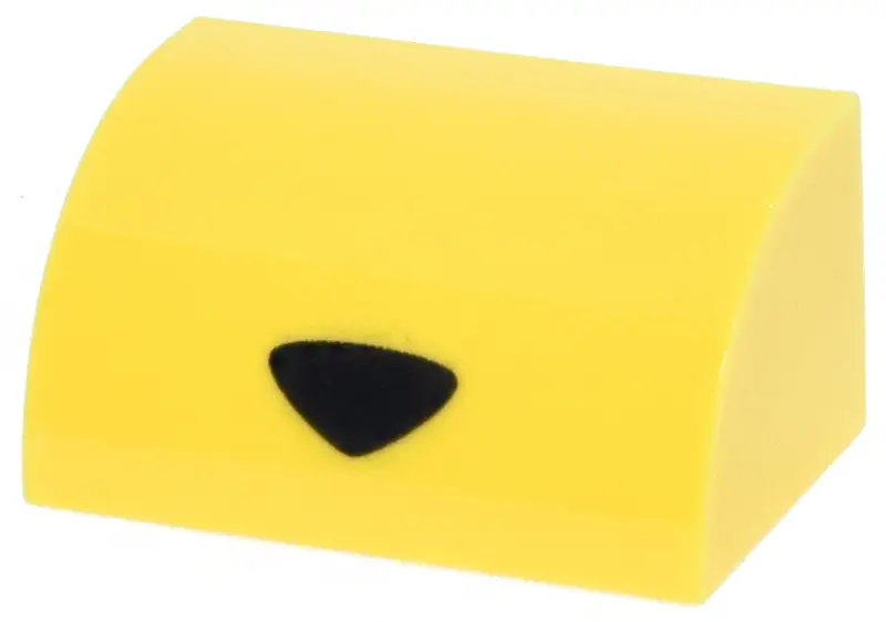 Slope, Curved 1 x 2 with Bottom Stud Holder with Black Triangle Pattern (Pokémon Pikachu Nose)