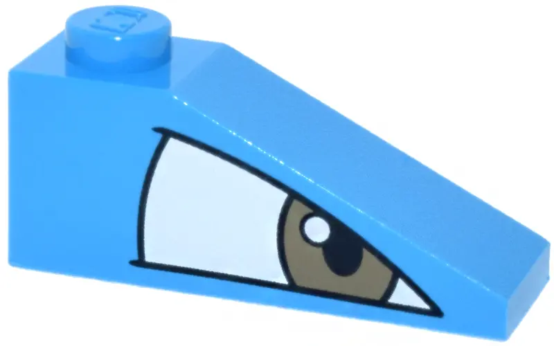 Azure Slope 33 3 x 1 with Black and White Eye, Glint and Dark Tan Pupil Pattern Model Right Side (Po