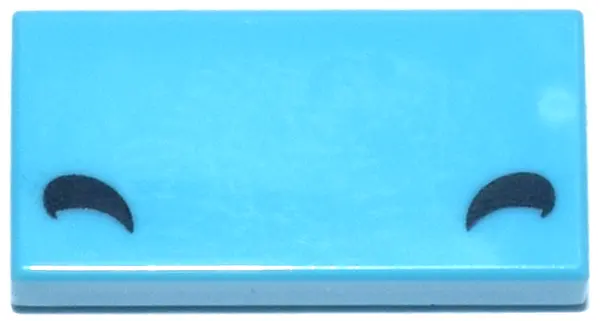 Azure Tile 1 x 2 with 2 Black Curved Lines Pattern (Pokémon Venusaur Nostrils)