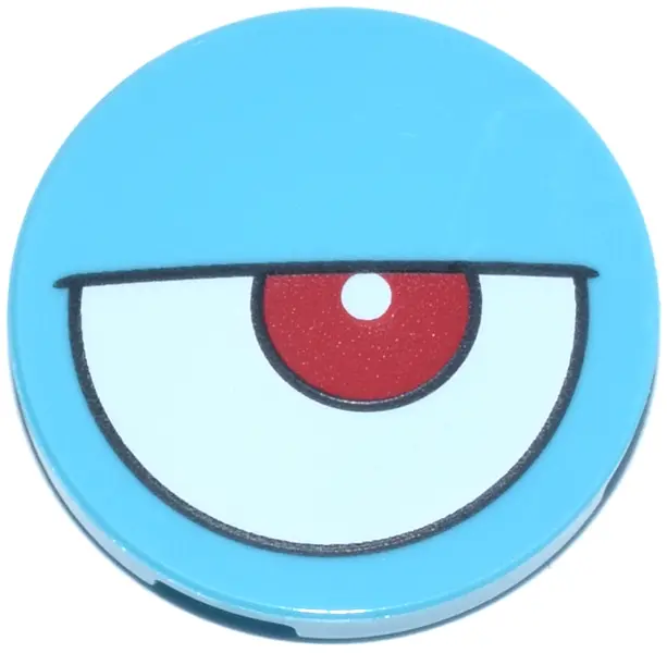 Azure Tile, Round 3 x 3 with Red and White Eye Pattern Model Right Side (Pokémon Venusaur Eye)