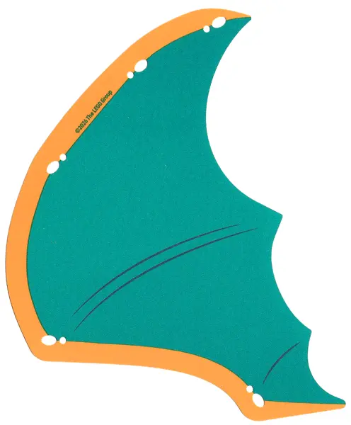 Cloth Wing Dragon Left, Scalloped with Dark Turquoise Membrane and Dark Blue Veins Pattern