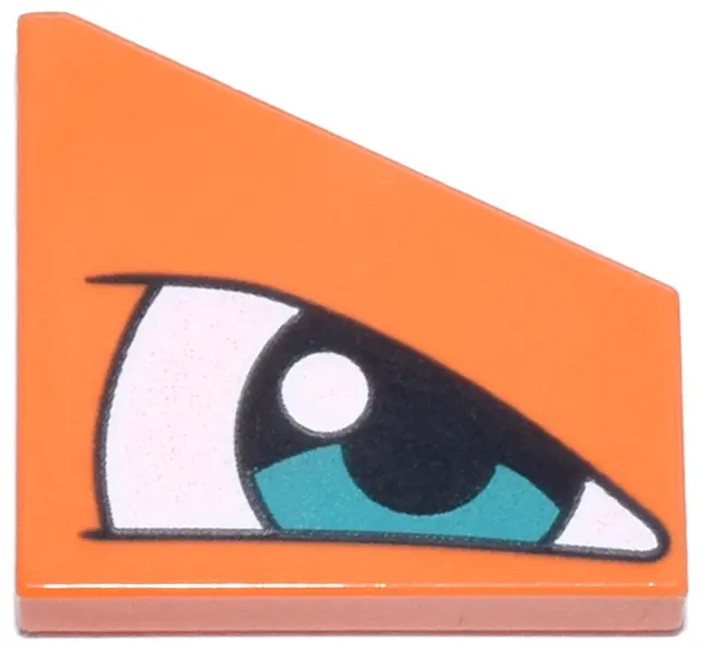 Tile, Modified 2 x 2 Wedge Left with Black and White Eye, Glint and Dark Turquoise Pupil Pattern (Po