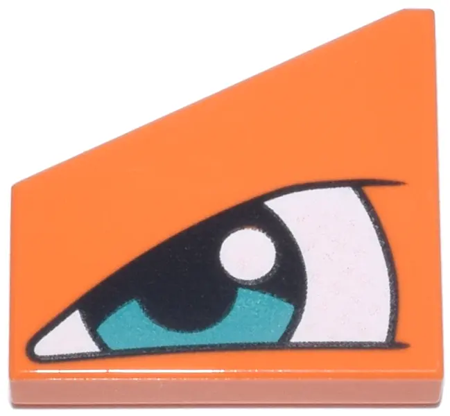 Tile, Modified 2 x 2 Wedge Right with Black and White Eye, Glint and Dark Turquoise Pupil Pattern (P