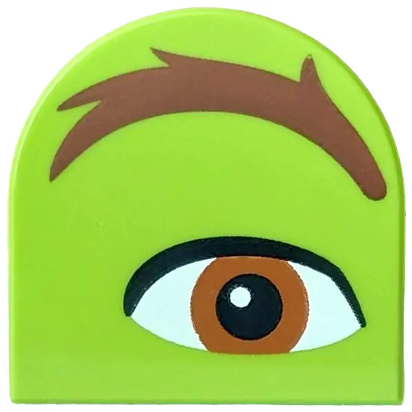 Tile, Round 2 x 2 Half Circle Extended with Reddish Brown Eyebrow, Dark Orange Eye Pattern Model Rig
