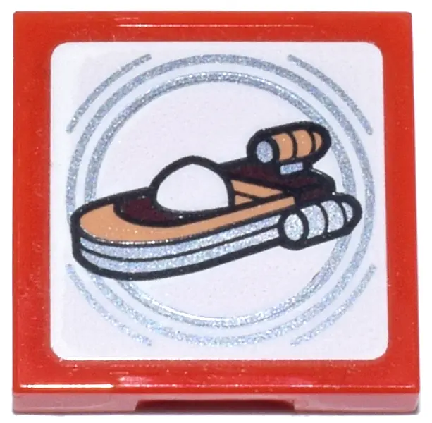 Red SMART Tag Tile 2 x 2 with SW Luke's Landspeeder Pattern