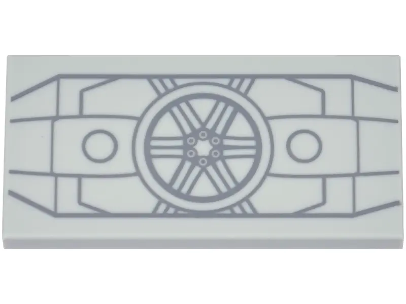Bluish Gray Tile 2 x 4 with SW Darth Vader's TIE Fighter Panel with Dark Bluish Gray Lines and Circl