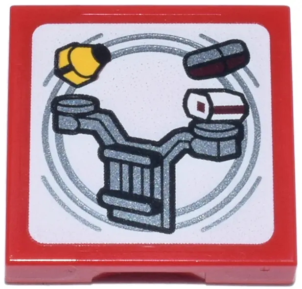 Red SMART Tag Tile 2 x 2 with SW Force Training Seesaw Pattern