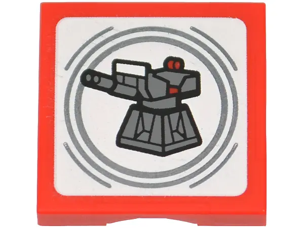 Red SMART Tag Tile 2 x 2 with SW Imperial Turret Pattern