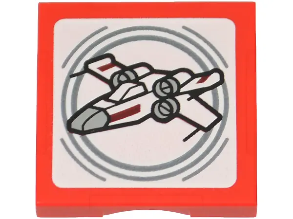 Red SMART Tag Tile 2 x 2 with SW X-wing Pattern