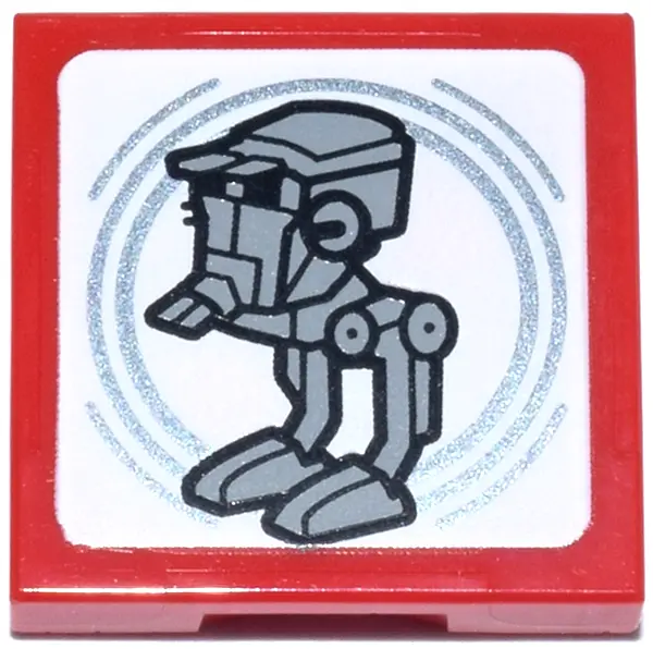 Red SMART Tag Tile 2 x 2 with SW AT-ST Pattern