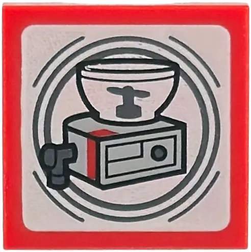 Red SMART Tag Tile 2 x 2 with Beverage Dispenser Pattern