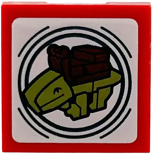 Red SMART Tag Tile 2 x 2 with SW Dewback Pattern