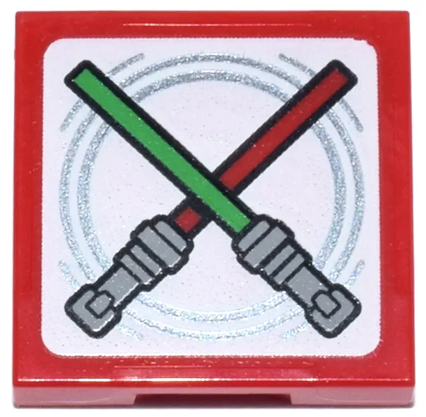 Red SMART Tag Tile 2 x 2 with SW Lightsaber Duel Pattern