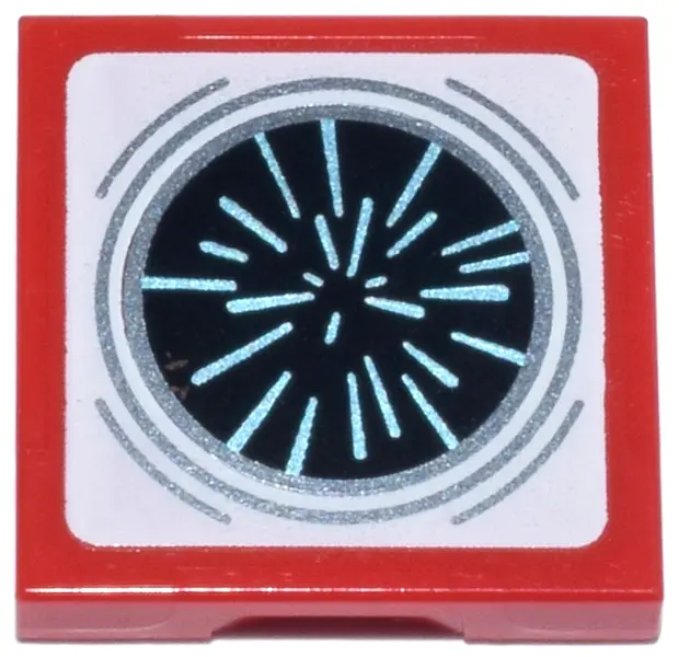 Red SMART Tag Tile 2 x 2 with Hyperdrive Light Speed Stars Effect Pattern