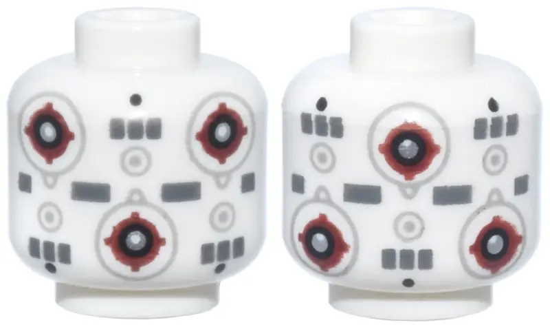 Minifigure, Head without Face with Light Bluish Gray Circles, Dark Red Crosshairs, Dark Bluish Gray 