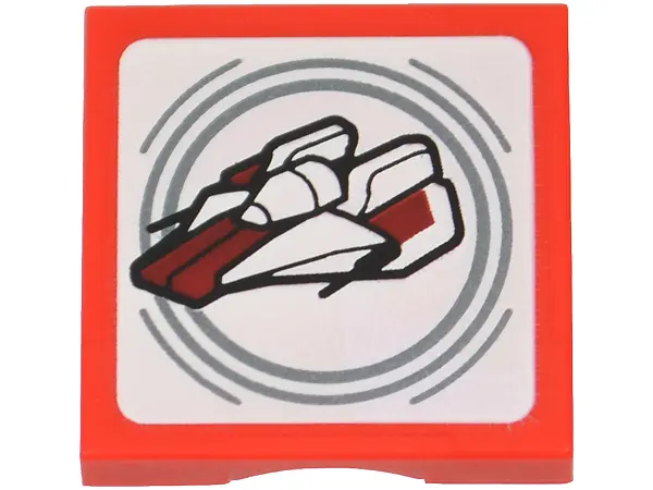 Red SMART Tag Tile 2 x 2 with SW A-wing Pattern