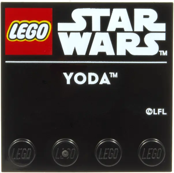 Tile, Modified 4 x 4 with Studs on Edge with LEGO Star Wars Logo and White 'YODA' Pattern