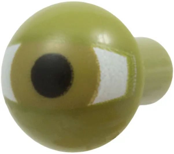 Green Bar   1L with Rounded End (Dome Top) with White Eye with Dark Tan Iris and Black Pupil Pattern