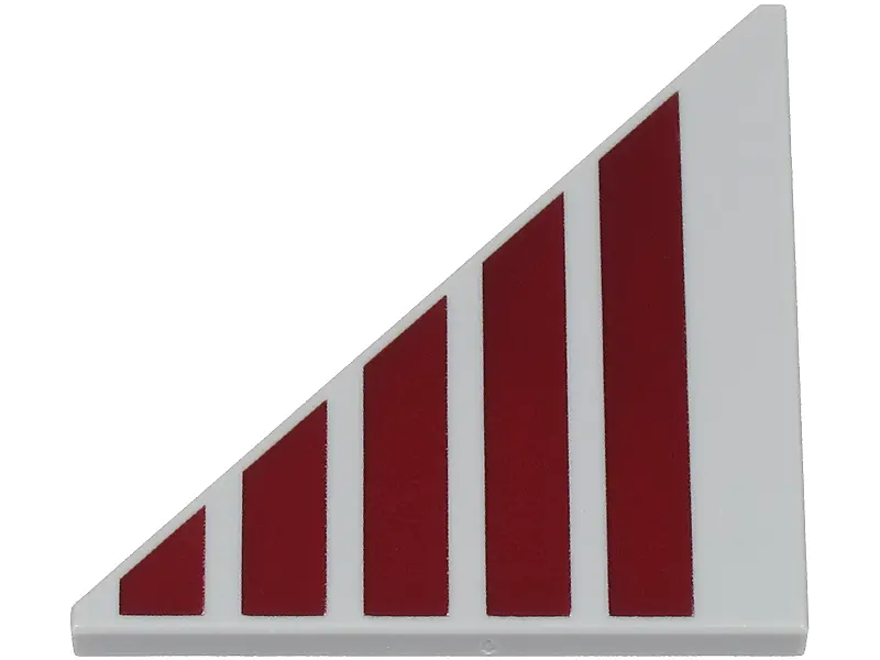 Bluish Gray Tile, Modified 4 x 4 Triangular with 5 Dark Red Stripes Pattern Side A
