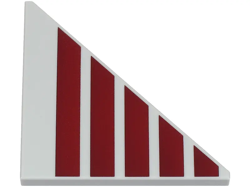 Bluish Gray Tile, Modified 4 x 4 Triangular with 5 Dark Red Stripes Pattern Side B