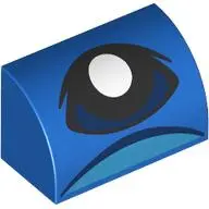 Slope, Curved 1 x 2 with Bottom Stud Holder with Dark Blue Eye and Medium Azure Mouth Pattern (SW Gr