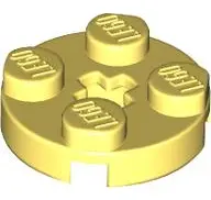 Light Yellow Plate, Round 2 x 2 with Axle Hole