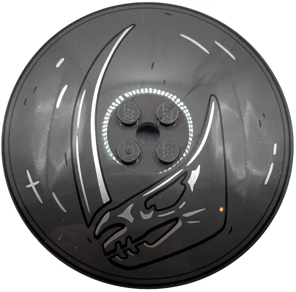 Dark Gray Dish 8 x 8 Inverted (Radar) - Solid Studs with SW Beskar Rondel with Silver and Black Mudh